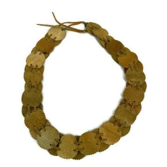 Vintage Fur Belt Oval Linked Leather Boho Tie Western main image 5